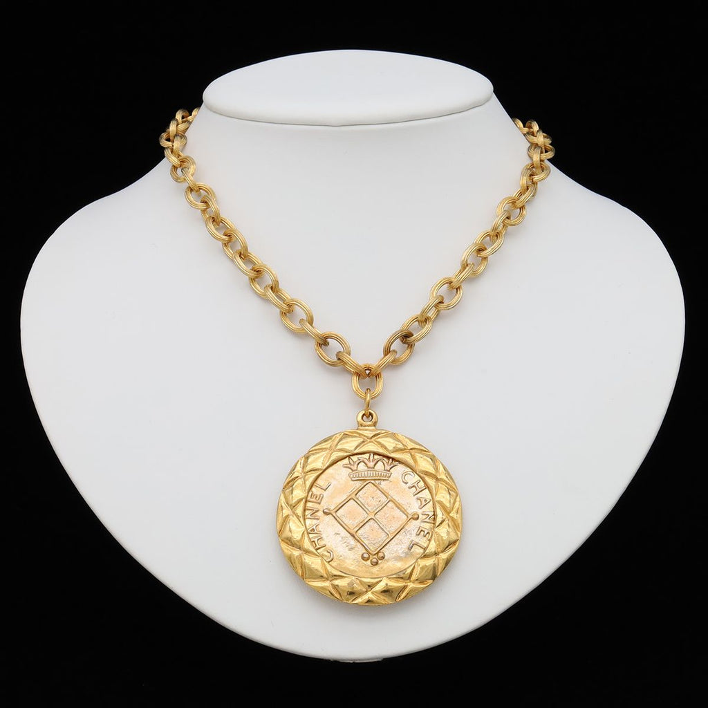 Chanel Medallion CC Logo Lion Chain Pendant Gold Plated Necklace — view 7