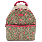 Gucci Children's GG Supreme Backpack Rose Print Floral Pattern Heart Leather