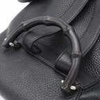 Gucci Bamboo Backpack Shoulder Bag Tassel Fringe Leather Black Silver — view 6