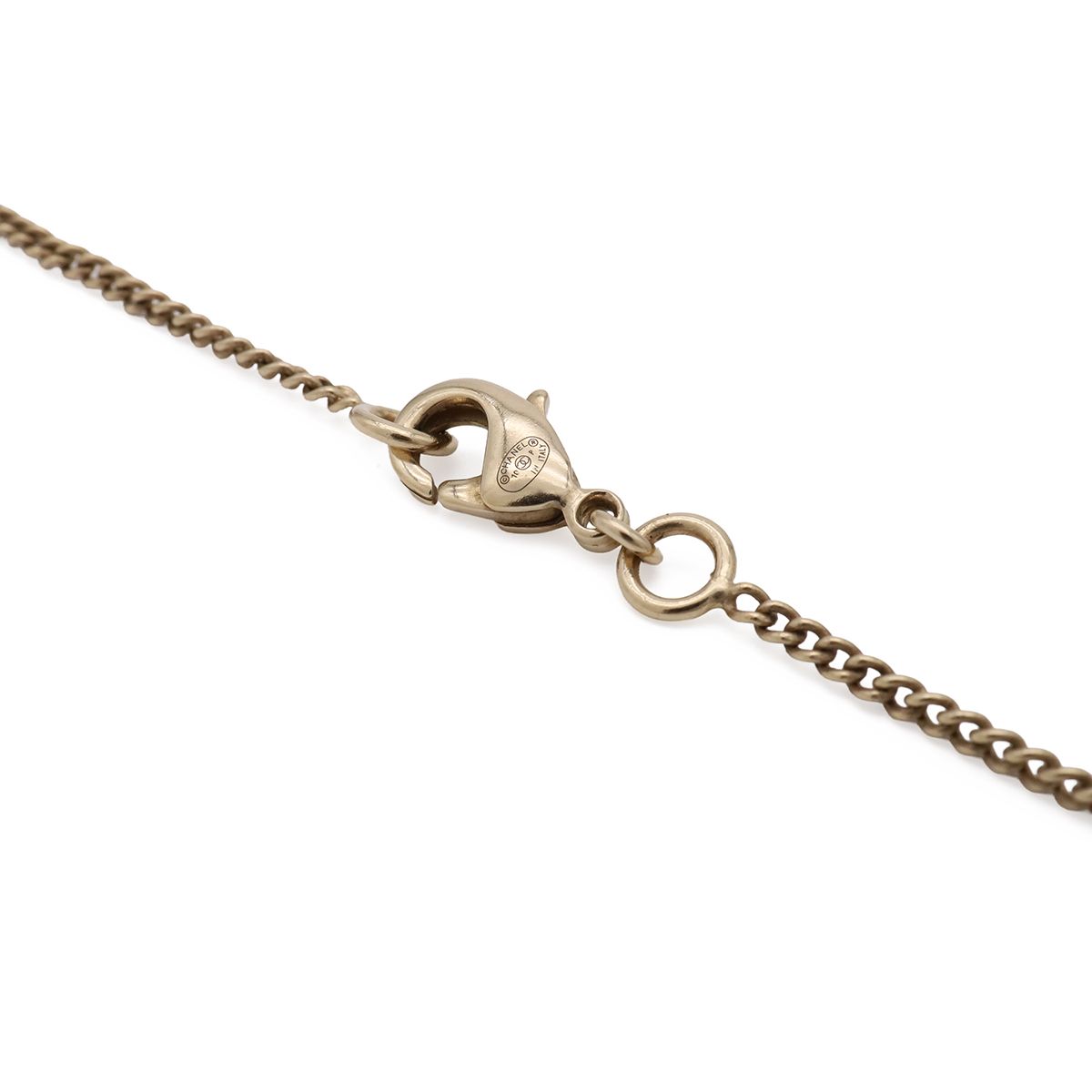 Chanel CC Logo Ribbon Motif Pendant Rhinestone Gold 10P Necklace — view 5
