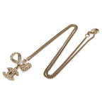 Chanel CC Logo Ribbon Motif Pendant Rhinestone Gold 10P Necklace — view 2