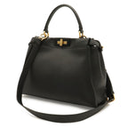 Fendi Peekaboo Regular 2-Way Shoulder Bag Crossbody Leather Black Gold — view 2