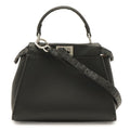 Fendi Mini Peekaboo Mini Bag 2-Way Crossbody Leather Black Silver