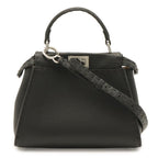 Fendi Mini Peekaboo Mini Bag 2-Way Crossbody Leather Black Silver