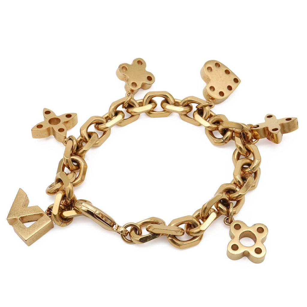 Louis Vuitton Bracelet Souple Hide and Seek Chain Logo Heart Gold Plated — view 2