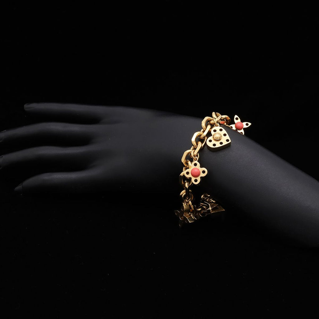 Louis Vuitton Bracelet Souple Hide and Seek Chain Logo Heart Gold Plated — view 6