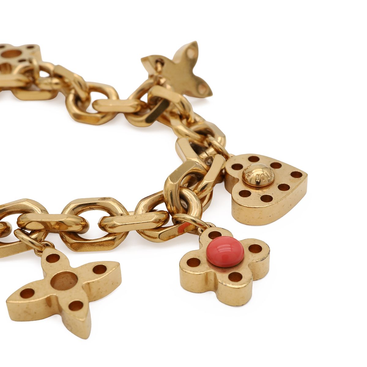 Louis Vuitton Bracelet Souple Hide and Seek Chain Logo Heart Gold Plated — view 3