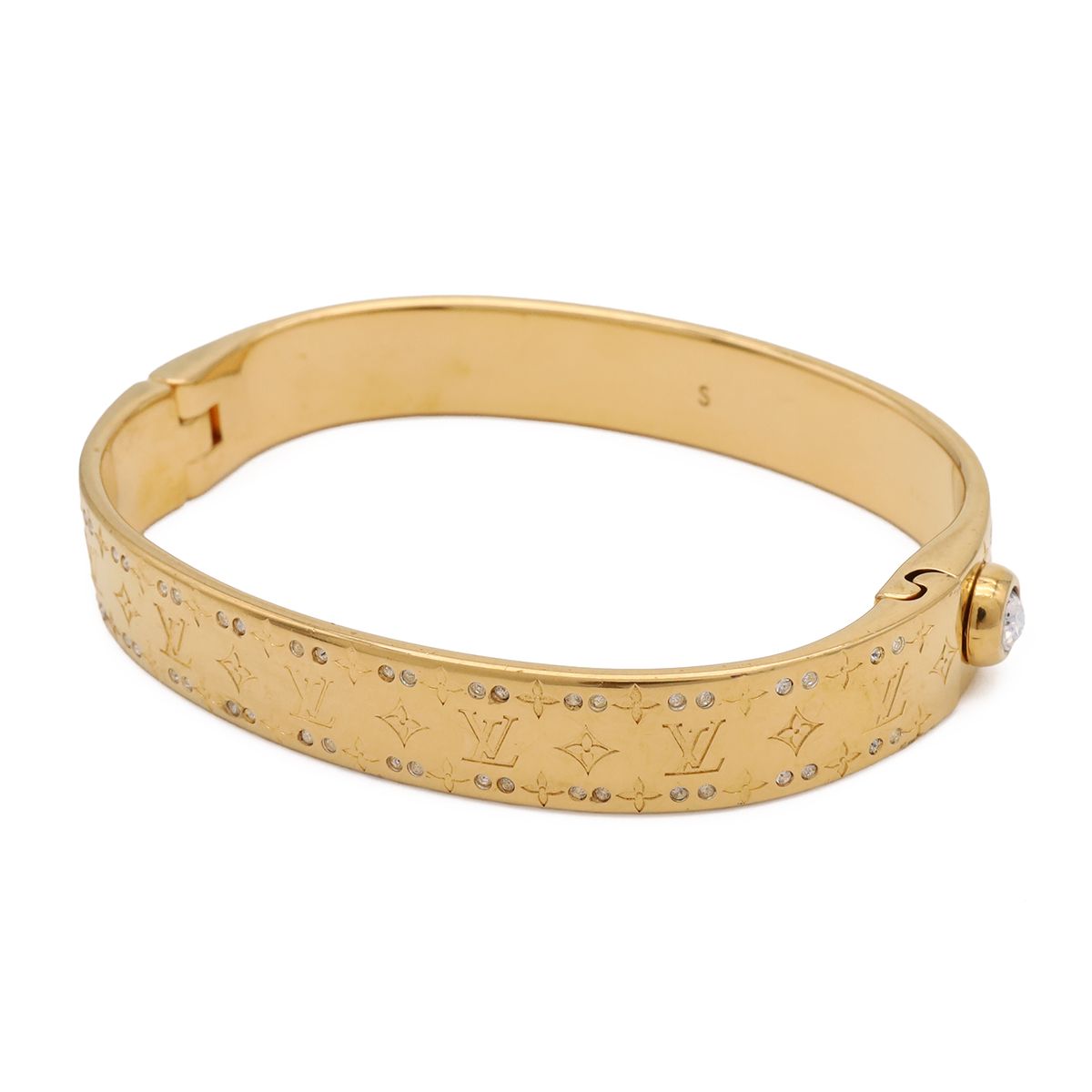 Louis Vuitton Rigid Bracelet Nanogram Strass Bangle Gold