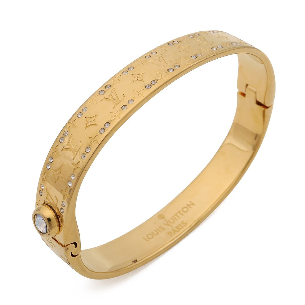 Louis Vuitton Rigid Bracelet Nanogram Strass Bangle Gold — view 3