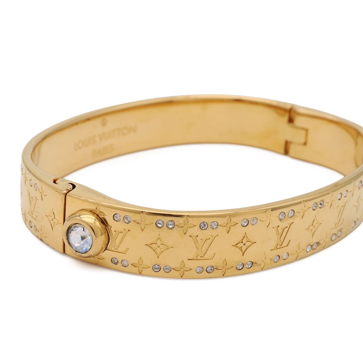 Louis Vuitton Rigid Bracelet Nanogram Strass Bangle Gold — view 4