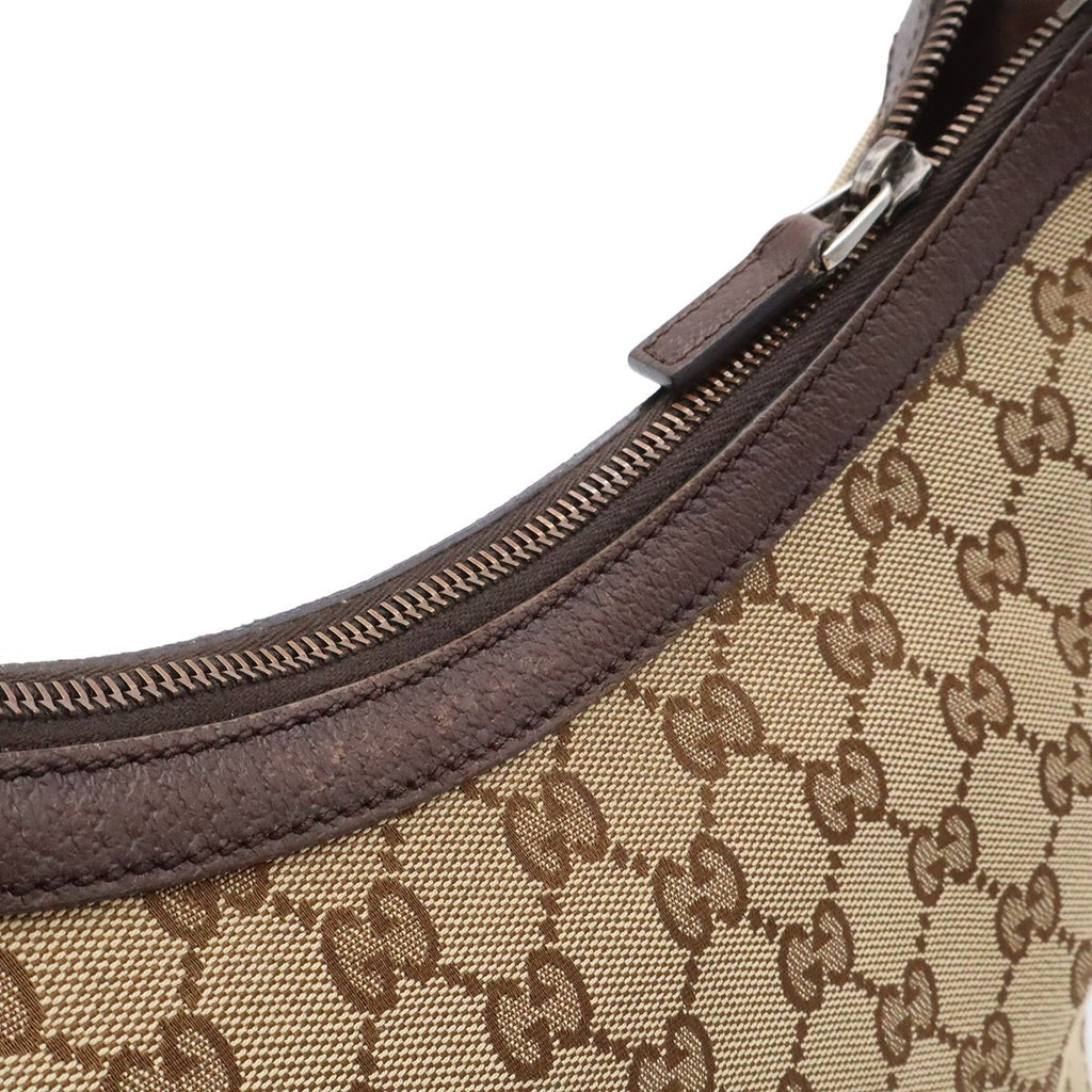 Gucci GG Canvas Sherry Line Shoulder Bag Crossbody Leather Khaki Beige Brown — view 8