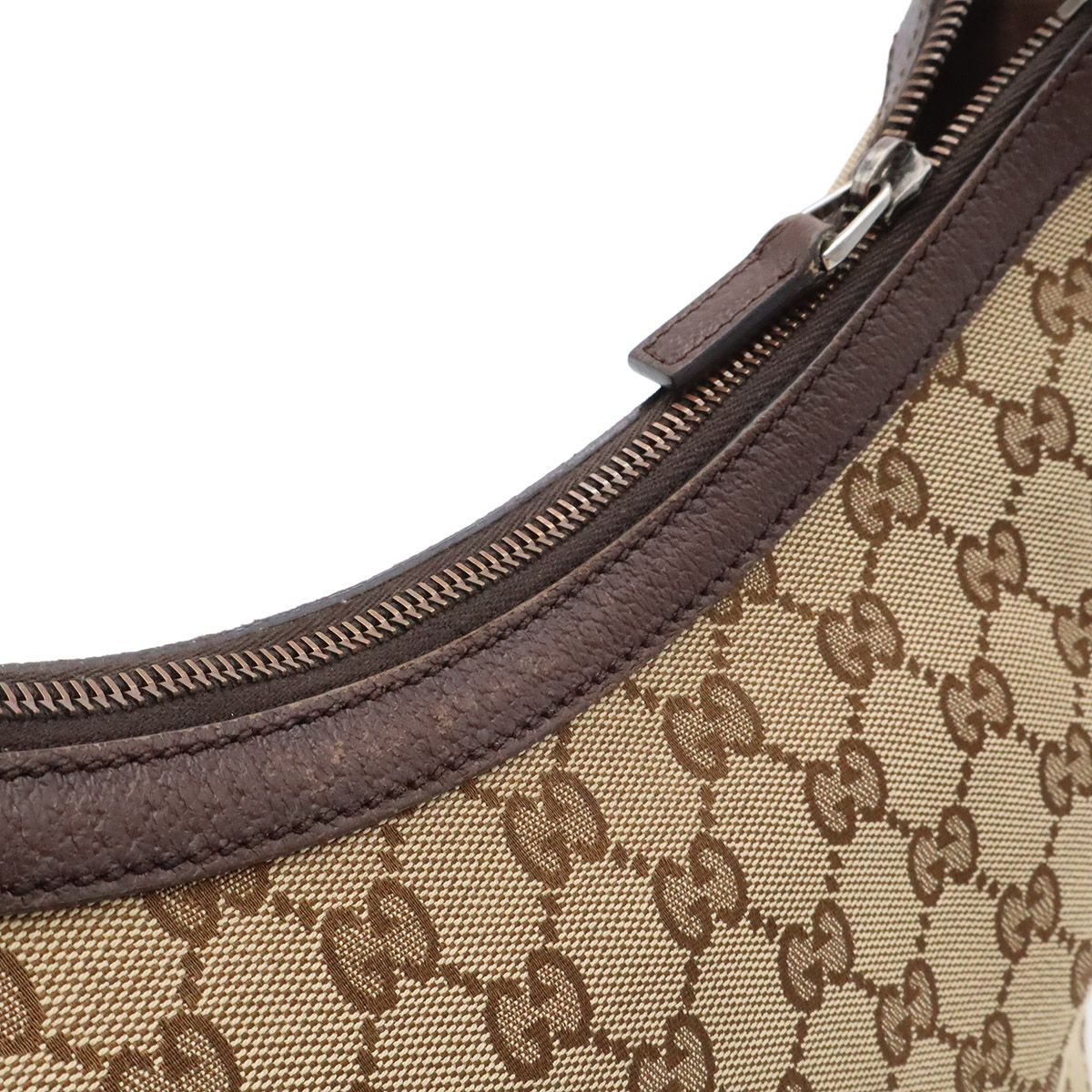 Gucci GG Canvas Sherry Line Shoulder Bag Crossbody Leather Khaki Beige Brown — view 8