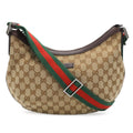 Gucci GG Canvas Sherry Line Shoulder Bag Crossbody Leather Khaki Beige Brown