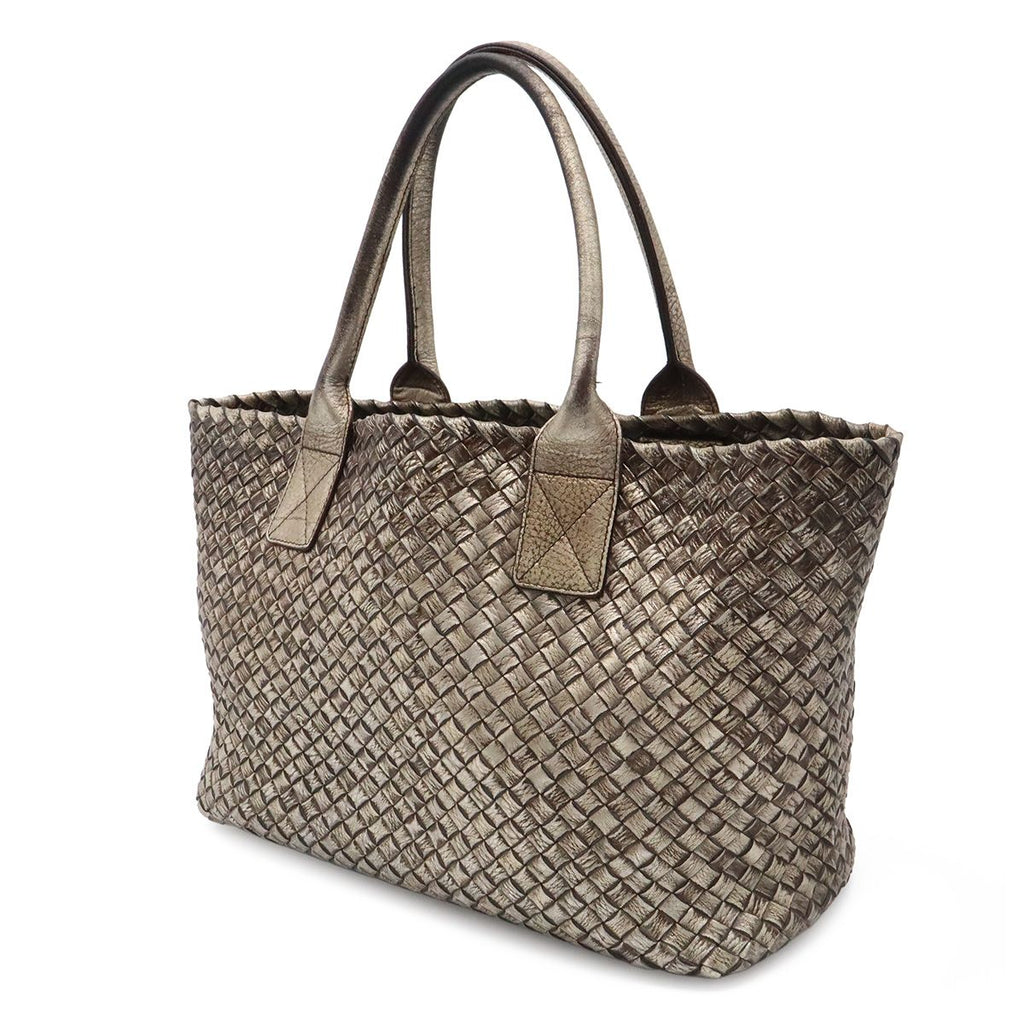 Bottega Veneta Ve Int Ciato Cabas PM Tote Metallic Leather Silver Gold — view 2