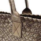 Bottega Veneta Ve Int Ciato Cabas PM Tote Metallic Leather Silver Gold — view 7