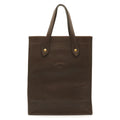 Hermes Vintage Logo Tote Shoulder Bag Leather Dark Brown Gold