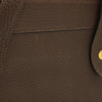 Hermes Vintage Logo Tote Shoulder Bag Leather Dark Brown Gold — view 4