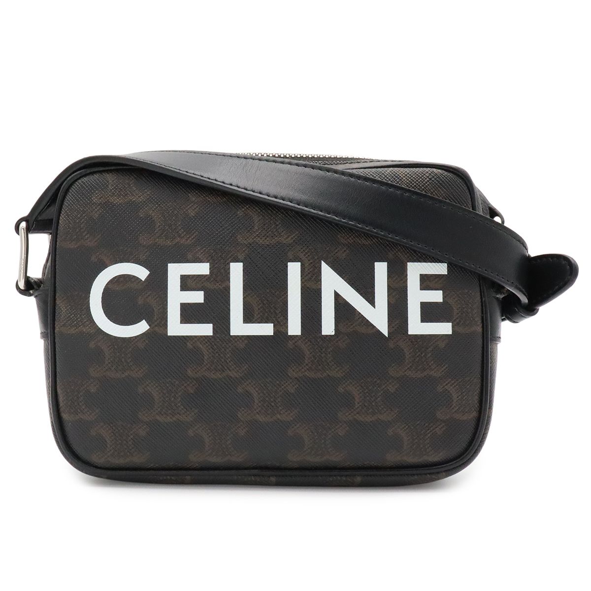 Celine Triomphe Mini Messenger Shoulder Bag Pochette Crossbody Canvas Leather