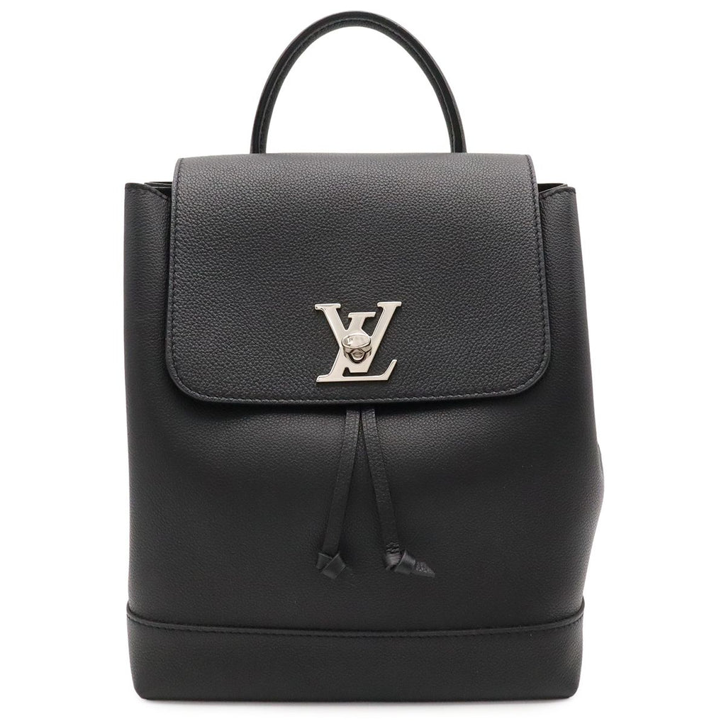 Louis Vuitton Lockme Backpack Turnlock Calfskin Noir Black Silver