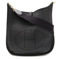 Hermes Evelyne I 1 GM Shoulder Bag Togo Leather Black Gold