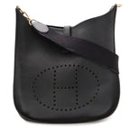 Hermes Evelyne I 1 GM Shoulder Bag Togo Leather Black Gold
