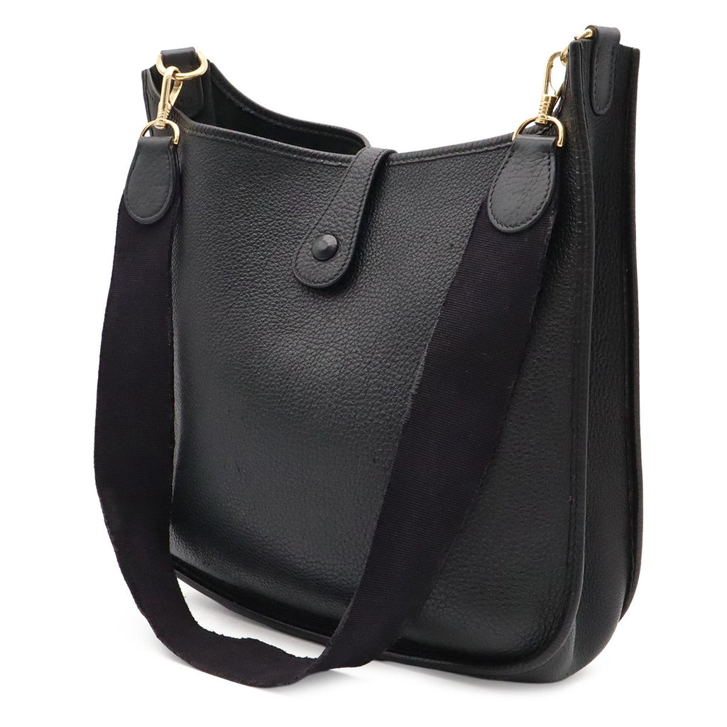 Hermes Evelyne I 1 GM Shoulder Bag Togo Leather Black Gold — view 2