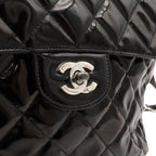 Chanel Quilted CC Logo Backpack Enamel Patent Leather Black Silver — view 7