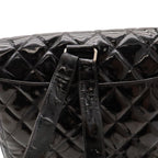 Chanel Quilted CC Logo Backpack Enamel Patent Leather Black Silver — view 5