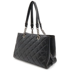 Chanel Boy Quilted CC Logo Chain Shoulder Bag Tote Leather Black — view 2