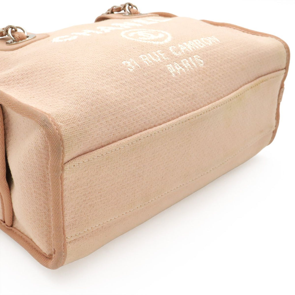 Chanel Deauville Bowling Bag 2-Way Chain Canvas Pink Silver — view 3