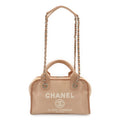 Chanel Deauville Bowling Bag 2-Way Chain Canvas Pink Silver