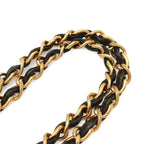 Chanel Logo Chain Shoulder Bag Caviar Leather Black Gold — view 4