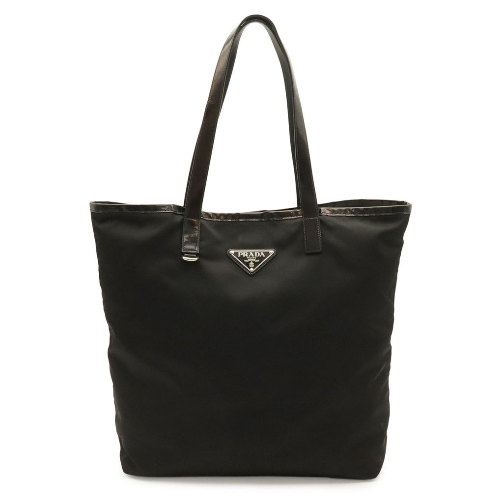 Prada Tote Shoulder Bag Nylon Leather Nero Black Silver