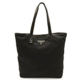Prada Tote Shoulder Bag Nylon Leather Nero Black Silver