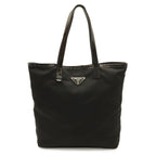 Prada Tote Shoulder Bag Nylon Leather Nero Black Silver