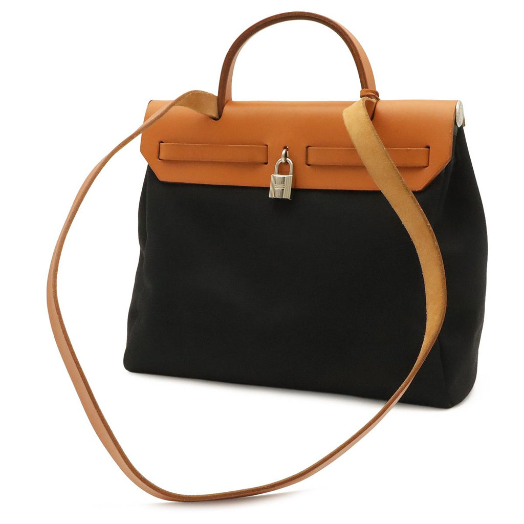 Hermes Herbag PM 2-Way Shoulder Bag Toile Officier GM Black Brown Beige — view 2