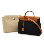 Hermes Herbag PM 2-Way Shoulder Bag Toile Officier GM Black Brown Beige