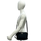 Prada Triangle Logo Tessuto Pocono Nylon Leather Mini Shoulder Bag Pochette — view 2