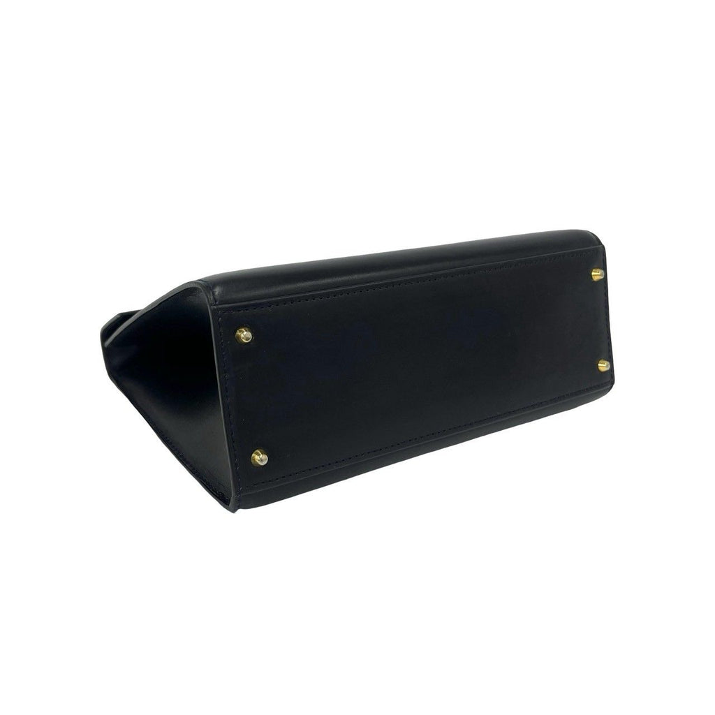 Celine Vintage Circle Logo Leather 2-Way Shoulder Bag Navy — view 7
