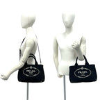 Prada Canapa Logo Canvas 2-Way Shoulder Bag Mini Tote Black — view 2