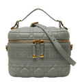 Dior Cannage Travel Small Vanity Shoulder Bag 2-Way Gray Leather