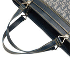 Dior Oblique Trotter Pants Motif Handbag Navy Leather Jacquard — view 8