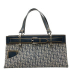 Dior Oblique Trotter Pants Motif Handbag Navy Leather Jacquard