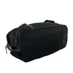 Prada Logo Tessuto Pocono Nylon Saffiano Leather Tote Shoulder Bag Black — view 7