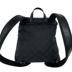 Gucci GG Logo Pattern Nylon Leather Drawstring Backpack Black — view 3