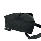 Gucci GG Logo Pattern Nylon Leather Drawstring Backpack Black — view 8