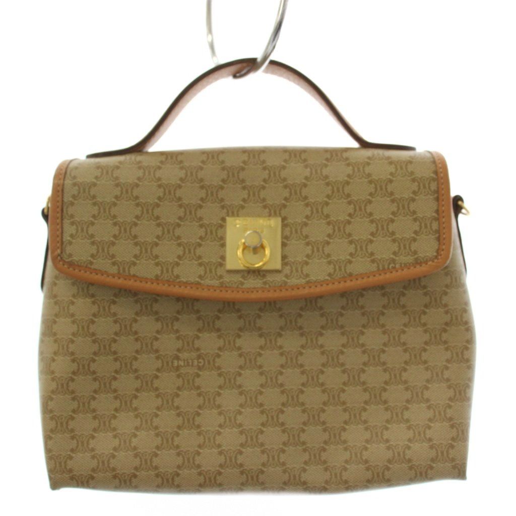 Celine Macadam Handbag Canvas Beige