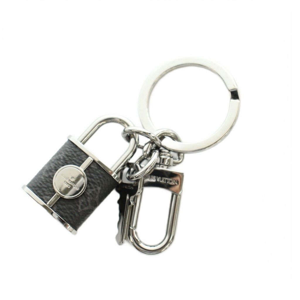 Louis Vuitton Key Holder LV Lock Key Ring Black Silver Colored Keychain — view 2
