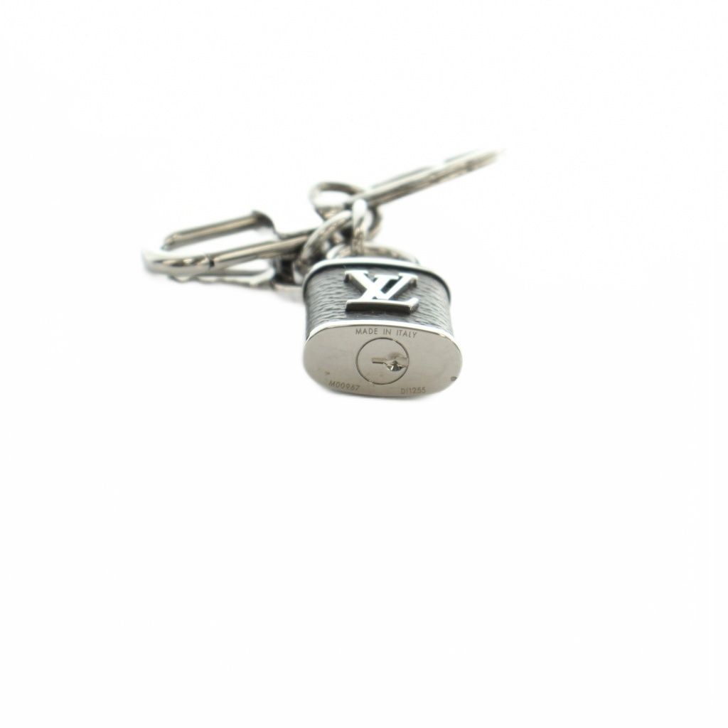 Louis Vuitton Key Holder LV Lock Key Ring Black Silver Colored Keychain — view 3