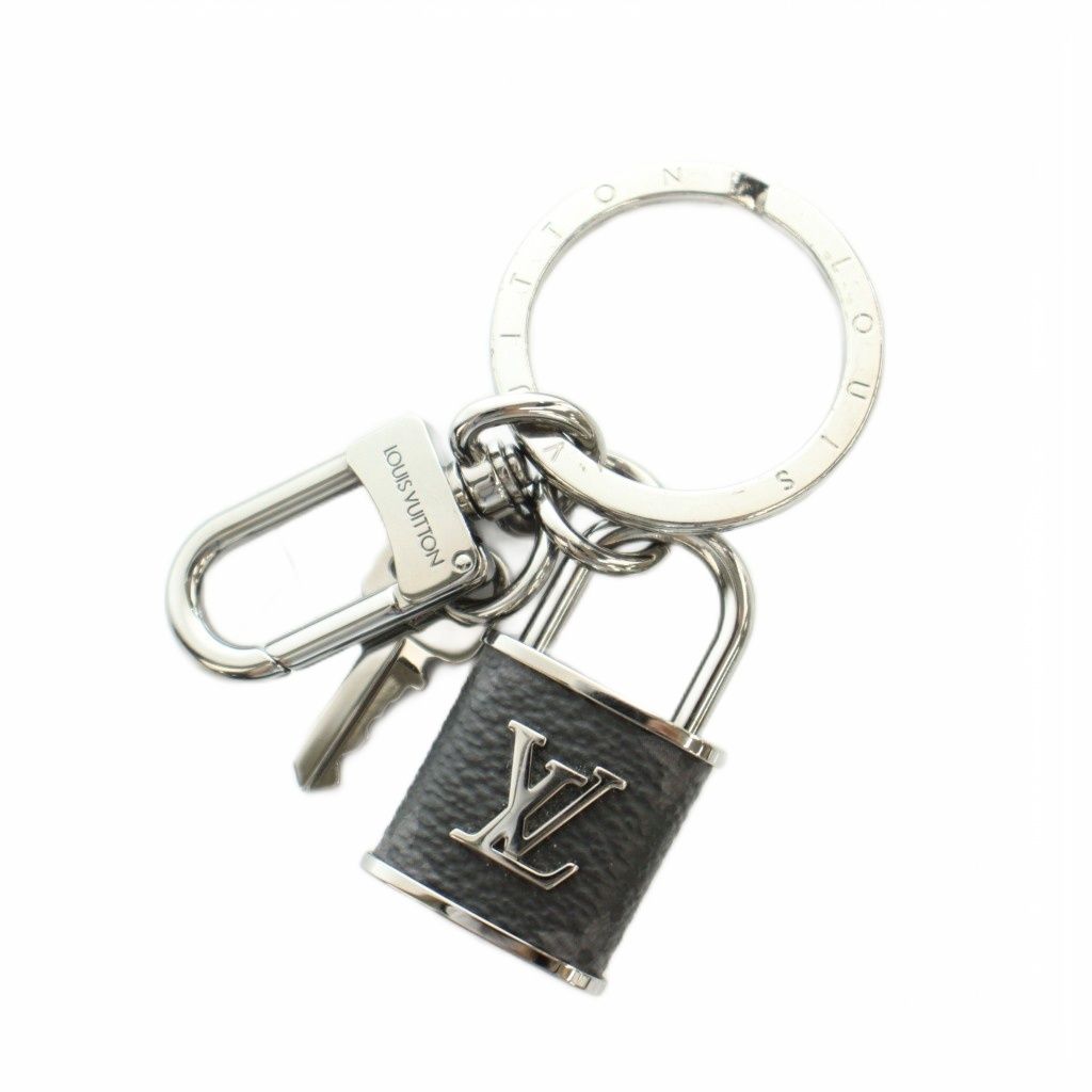 Louis Vuitton Key Holder LV Lock Key Ring Black Silver Colored Keychain